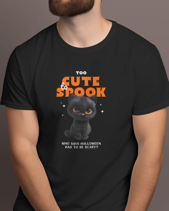 Too Cute to be Spooky - 100% Cotton - Ribbed Collar T-Shirt - Halloween