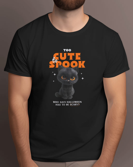 Too Cute to be Spooky - 100% Cotton - Ribbed Collar T-Shirt - Halloween